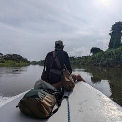 Christian came to retrieve us in the boat