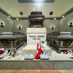 Kapuzinergruft ... the Franz Joseph Vault ... Sisi to the left; Rudolf to the right — Vienna.