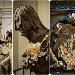 Kapuzinergruft ... symbols of imperiality from some of the more elaborate sarcophagi — Vienna.