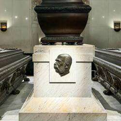 Kapuzinergruft ... a portrait decorates one end of Franz Joseph's sarcophagus — Vienna, Austria.