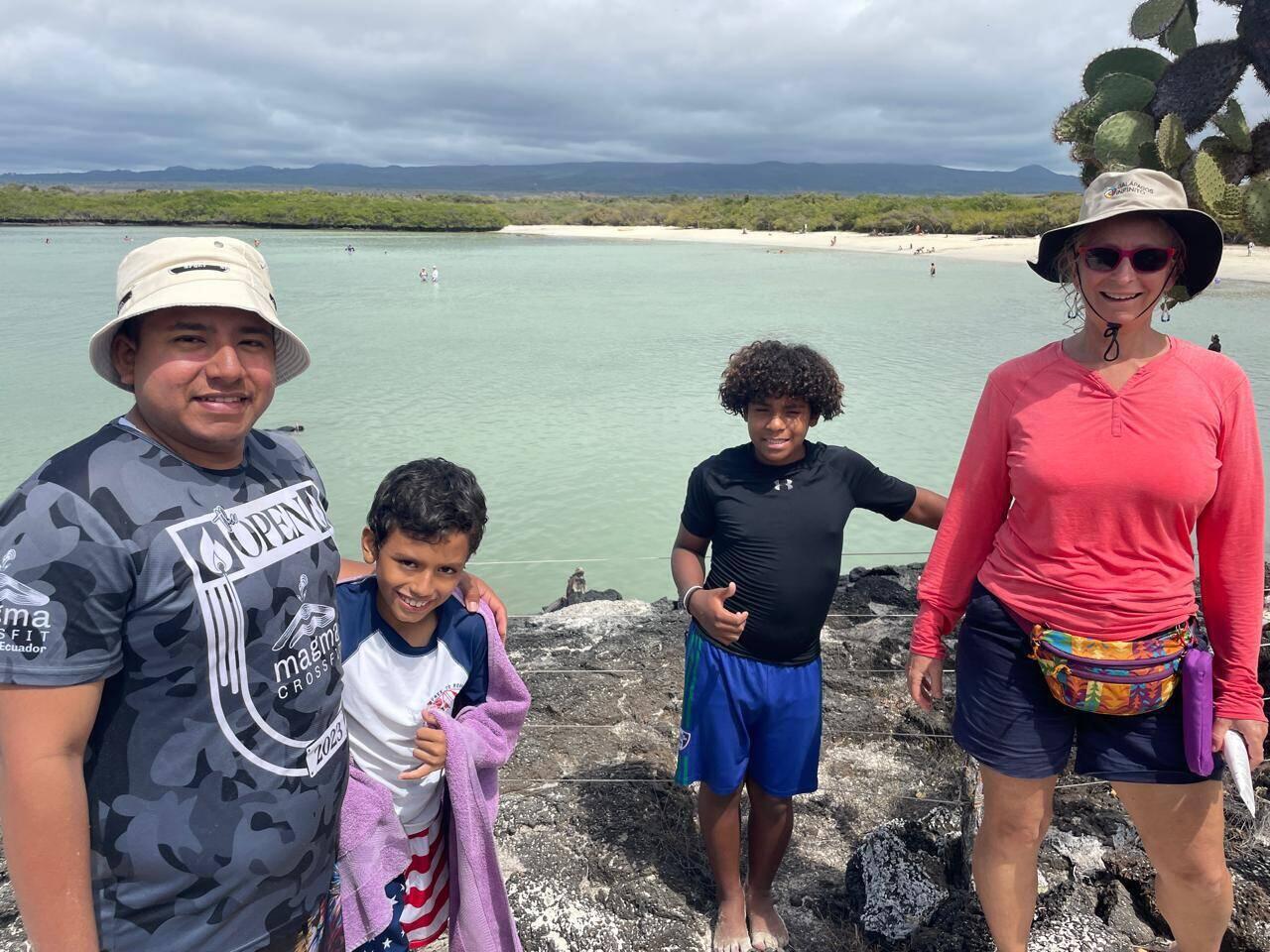 With students and their teacher at Tortuga Bay; Galapagos Infinito program