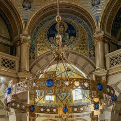The brass chandelier at the Elizabeth Chapel @ the Church of St Francis of Assisi — Vienna.