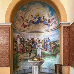 The baptismal font @ the Church of St Francis of Assisi — Vienna.