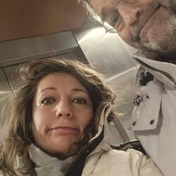 In the elevator.. Very awake ahhaa
