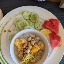 Jok (rice porridge) for breakfast