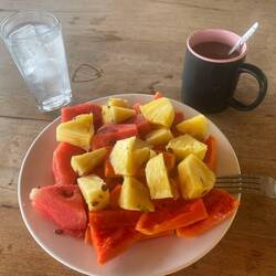 Mein Frühstück heute Morgen : Ananas & Wassermelone & Papaya