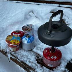 Stärkung 5 km vor dem Tagesziel