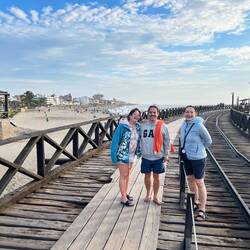 Alter Holzsteg mit Eisenbahntrasse