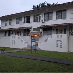 Former barracks from when US was here now turned into local housing and business offices.