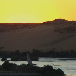 Golden sunset over the opposite banks of the Nile