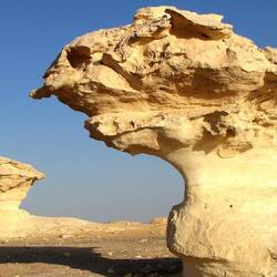 Two of the amazing desert sculptures, eroded by the sand and wind