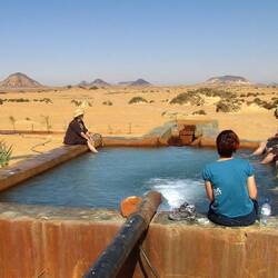 Staying cool - our lunch stop in the Black Desert