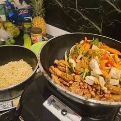 Our first hike cooked dinner in too long. The Indonesian tempe is great