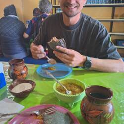 Unser Frühstück: blaue Quesadillas