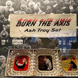 Propaganda ashtray set to stubs your butts out on the enemy