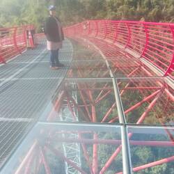 Now on the half glass half metal grid skywalk. Madeleine the brave!