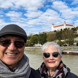 Bratislava Castle ... from aboard the Rinda on the Danube River — Bratislava, Slovakia.