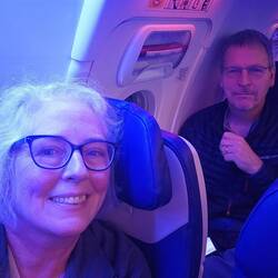 We both took window seat so we could doze!