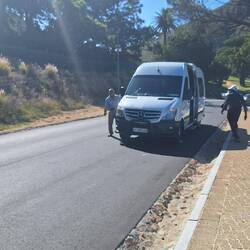 Our van with a burnt out clutch stuck in the middle of the road on the way to the cable car.
