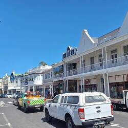 Simon's Town high street with its colonial style buildings.