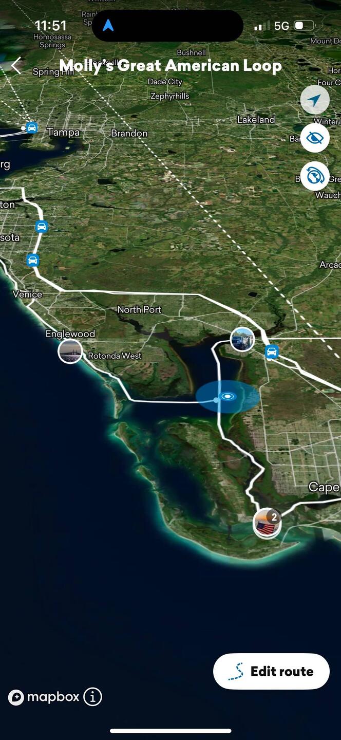 We crossed our wake in Charlotte Harbor