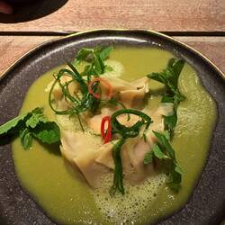 Scallop and sweet potato ravioli