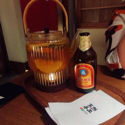 Apple granadilla and rosemary tea and local beer accompanied our food