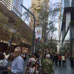 Dusk approaching as we head to our favourite vegan eatery.