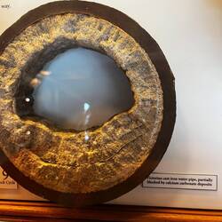 Cast Iron pipe with calcium carbonate deposits