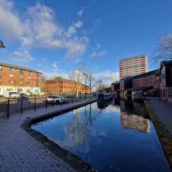 Coventry Canal Basin with Rainboat on the right