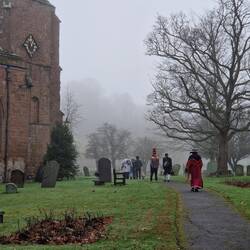Off for their lunch in the grounds of St Mary's