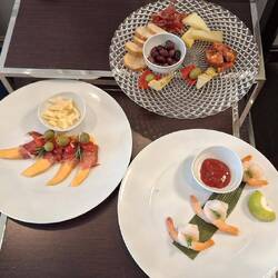 Canapes delivered to the room around 5pm, just as well we'd been very active during the day.