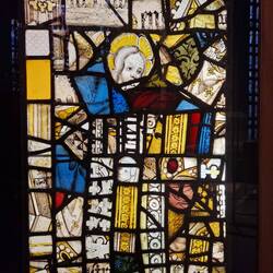 Windows from the original cathedral were removed and stored safely before the bombing