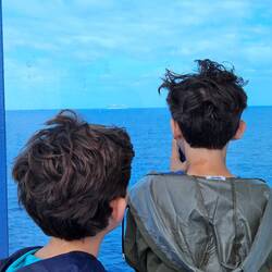 The boys checking out the Wonder of the Seas