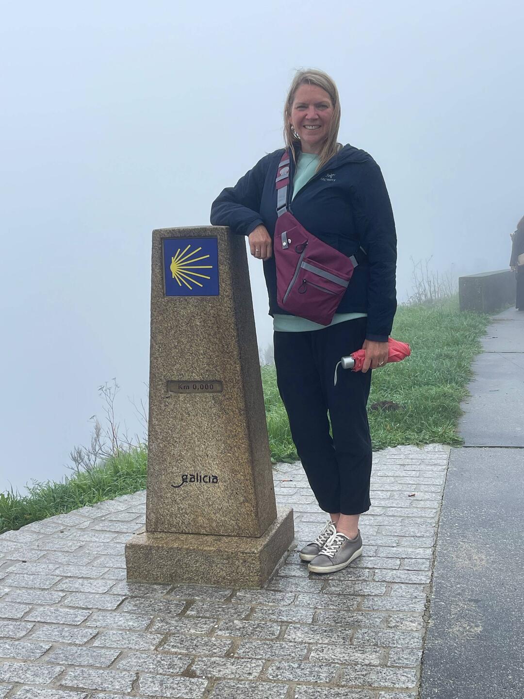 Kilometer zero marker at the Fisterra lighthouse
