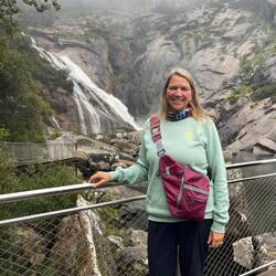 At the Ezaro waterfall on the Costa da Morte