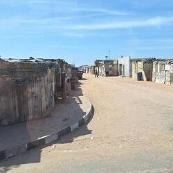 Shanty town on the edge of Walvis Bay.