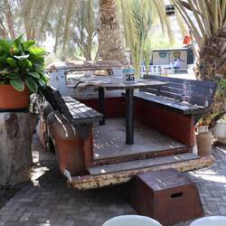 A once mobile dining table.