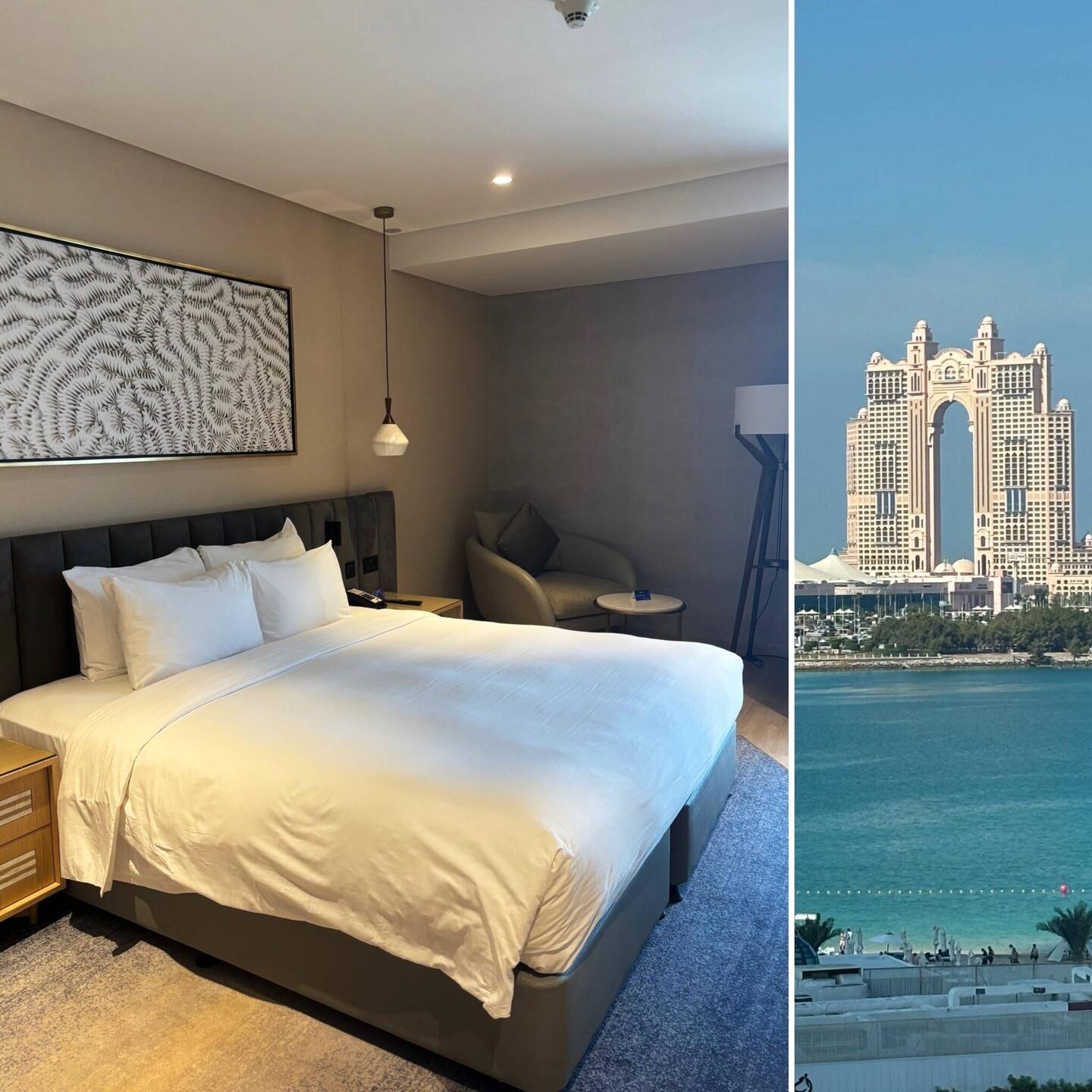 Unser Zimmer mit Blick auf die Marina und das Rixos Marina Abu Dhabi Hotel