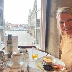 Breakfast with a view of the cathedral.