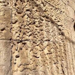 Typical limestone facade with erosion