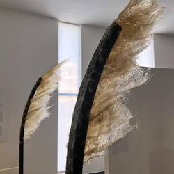 Glass depicting fire - the theme of a museum visit