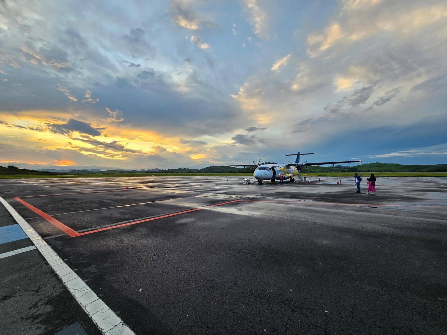 What an interesting plane in an interesting airport!