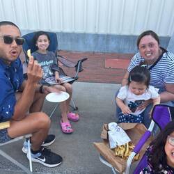Makeshift picnic at Costco carpark