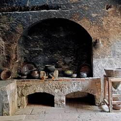Kitchen in a share-house, with stone water filter