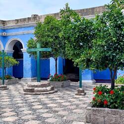 The orange cloister in the monastery, where the graduated novices lived, and could speak