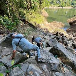 Making some progress up the rocks