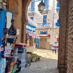 Tierhandlung, links im Durchgang