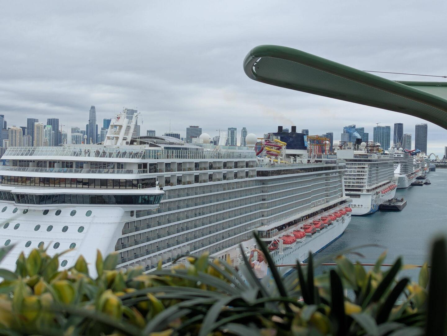 Miami port was maxed out with 8 cruise ships in the Terminals