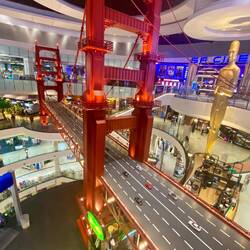 Golden Gate Bridge and Oscar statue inside terminal 21 Korat